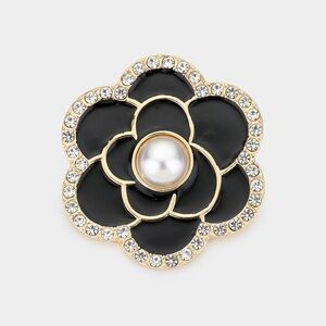 Pearl Centered Camellia Flower Brooch